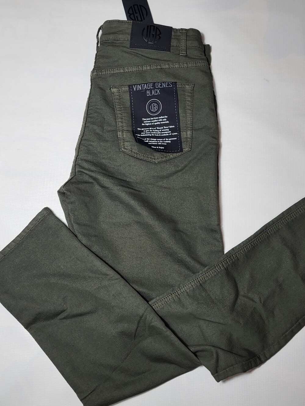 Vintage Genes Black Mens 34x30 Green Slim Fit Stretch Denim Jeans New Rare Color